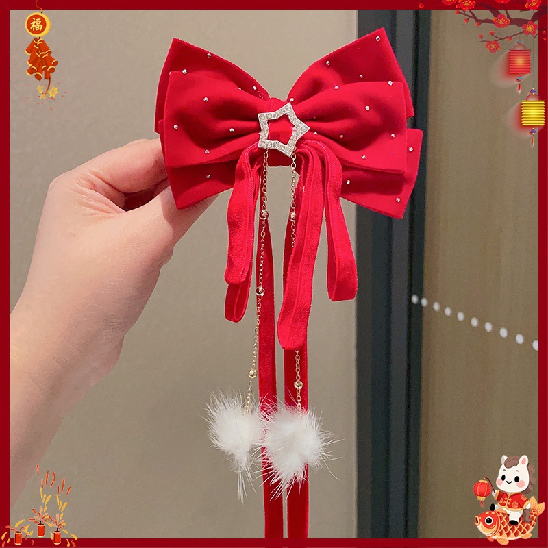 Horquillas Tradicionales Chinas para Niñas de Aleación y Terciopelo para Año Nuevo Chino