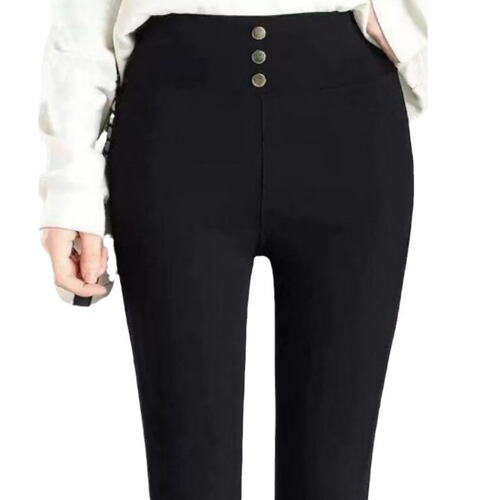 Korean style new fleece-lined leggings for outdoor wear, high-waisted skinny pencil pants with spring and autumn high elasticity, women's pants with back pockets