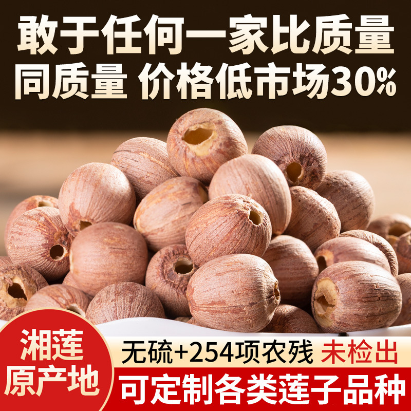 湖南湘潭红莲子干货特级去芯正宗湘莲连子干货500g干莲子批发新货