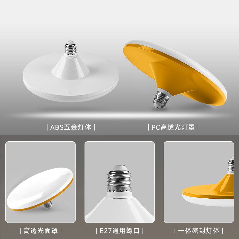 Lámpara LED UFO con triple protección ocular, bombilla de alta potencia, lámpara de bajo consumo, base de tornillo E27, espectro completo, bombilla UFO ultrabrillante.