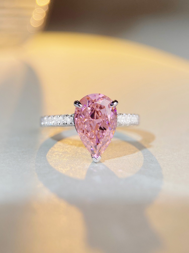 Fashion Water Droplets Sterling Silver Irregular Plating Rhinestones Rings 1 Piece