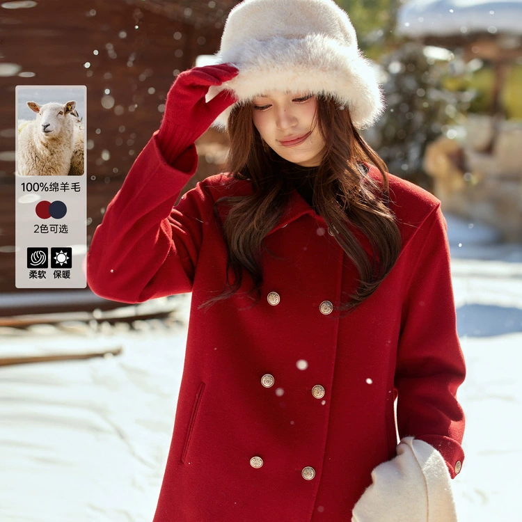 [Академический ветер, темно-шерстяная шерстяная куртка] Fengshiu большой размер темперамент женское пальто жирный мм зимняя новая