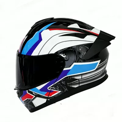 3C certified motorcycle open-face helmet Motosiklet kaskı (dəbilqə) - mechanical-blue-black-tea-mirror-m-54-55