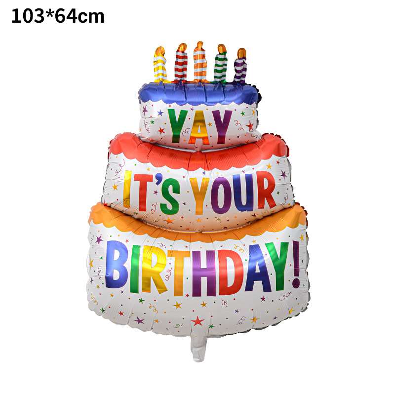 Pastel de cumpleaños al por mayor transfronterizo oso conejo regalo vela decoración para niños decoración fiesta de película de aluminio de forma especial globo