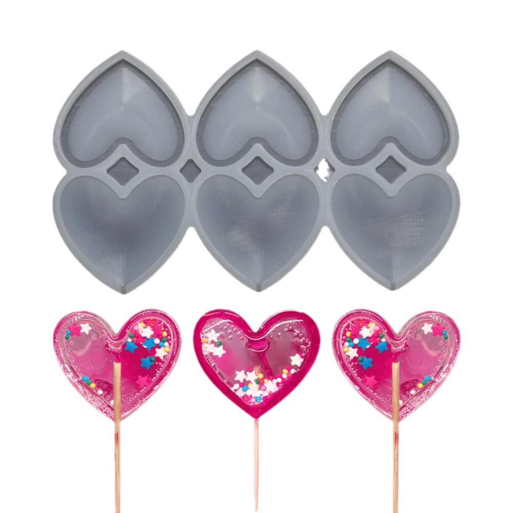 Epoxy molde día de san valentín anillo de diamantes amor tridimensional rose garland lollipop queso palo molde chocolate molde de silicona