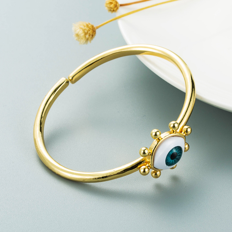 Devilu0027s Eye Series Retro Hip Hop Copper Plated Real Gold Inlaid Zircon Bracelet I