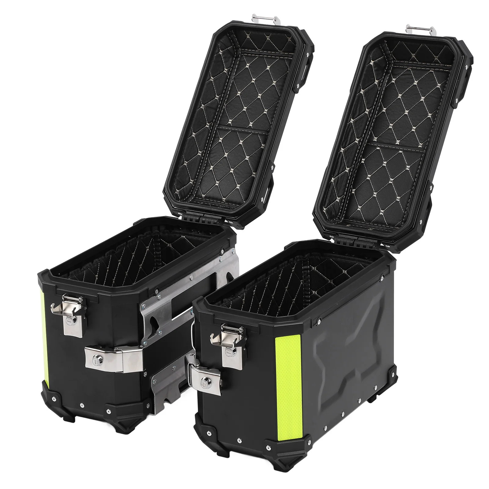 28L/35L Motorcycle Aluminum Alloy Side Box with Large Corner Protection, Waterproof and Anti-Collision, Travel Embossed X-Style Universal Modified Side Box