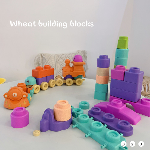 Sowo children's educational puzzle can chew large wheat building blocks, early education assembly toy building block bucket