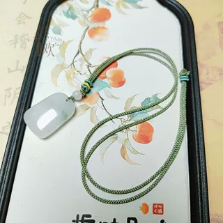 天然新疆金丝玉无事牌挂件天山翠平安牌平安扣玉石吊坠翡翠色项链