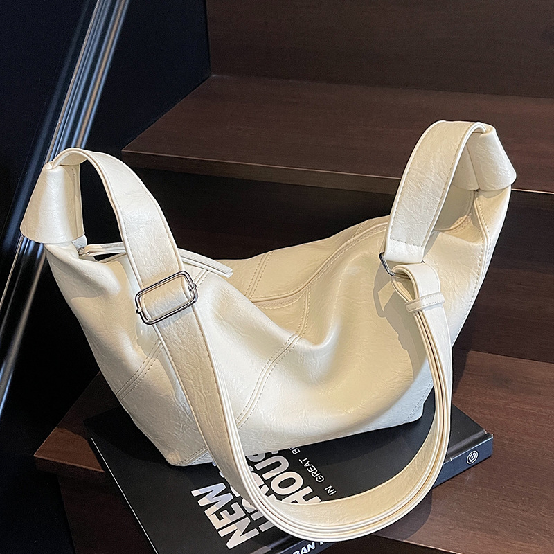 Korean Style Casual Simple Soft Leather Large Capacity Tote Bag Niche Design Fashionable High-end Shoulder Crossbody Bag for Women