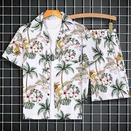 海南岛服沙滩服三亚夏威夷旅游男女情侣大码衬衫碎花拍照炸街绵绸