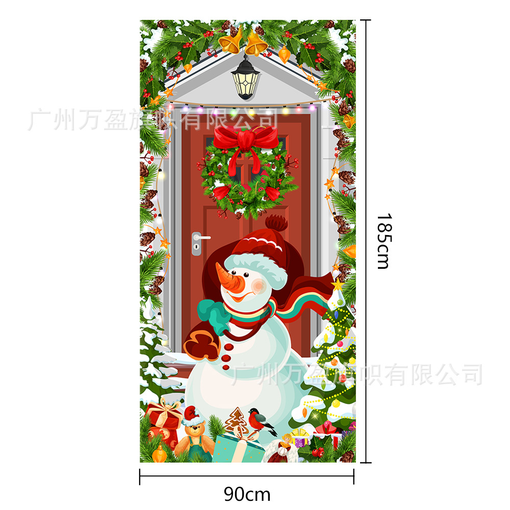 2025 nuevos productos de navidad cortina de bandera Santa Claus para ver la hoja de regalo decoración de tela colgante Bandera de bienvenida de Navidad