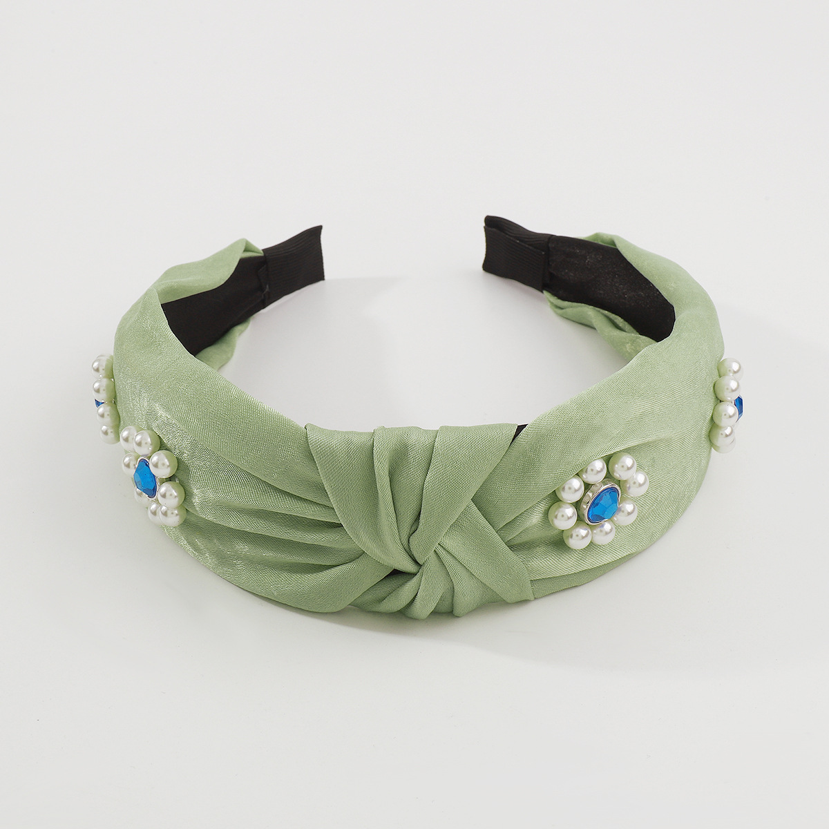 Fashion Flower Cloth Knot Inlay Rhinestone Pearl Hair Band display picture 6