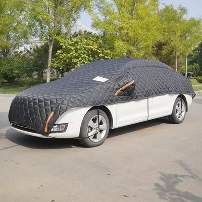 Black Half-Cover Car Cover, Snow-Proof, Hail-Proof, Camouflage Color, All-Season Car Cover, Thickened Car Cover (Car clothing) - off-road-general-purpose-black-cotton-quilt-style-half-face-mask