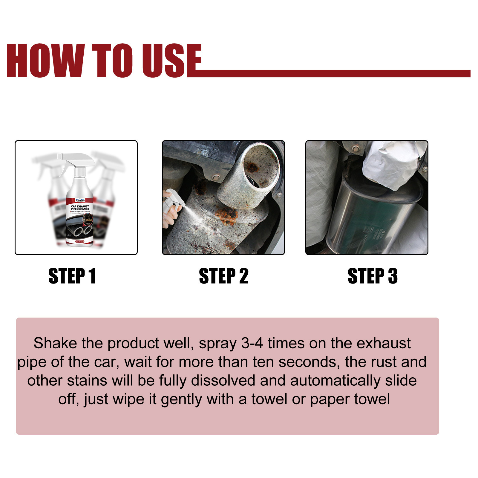 Rayhong Car Exhaust Pipe Cleaner Removes Rust, Removes Carbon Deposits, Removes Black Smoke Cleaner, Car and Motorcycle Maintenance