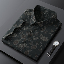 跨境外贸代发速卖通爆款2024新品夏季短袖衬衫男修身丝光棉衬衫