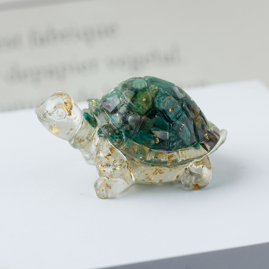 Cristal natural Animal Cristal blanco Cute Little Turtle Decoración creativa Adornos de escritorio Artesanías Decoración de coche