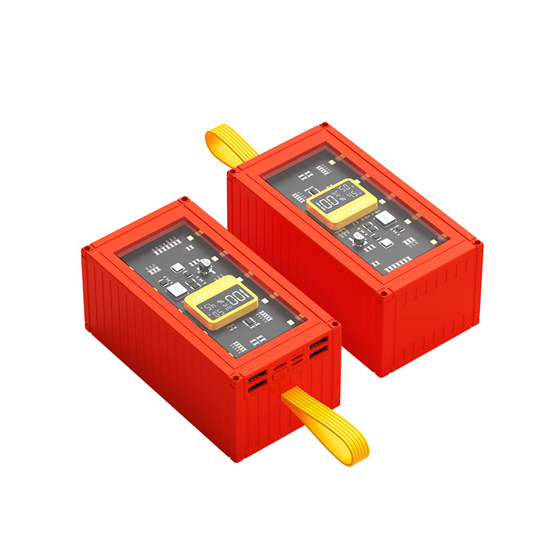 Popular armadura transparente pantalla digital carga rápida contenedor banco de energía multi-puerto 50000mAh gran capacidad fuente de alimentación móvil