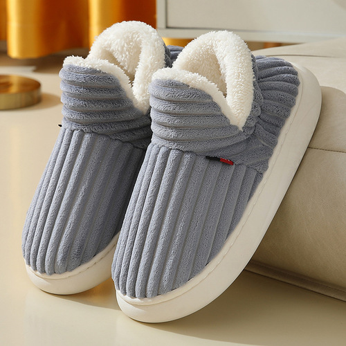 Gusseted Slippers with Fleece Padding, Home Warm Slippers, Non-Slip Postpartum Shoes for Women and Men