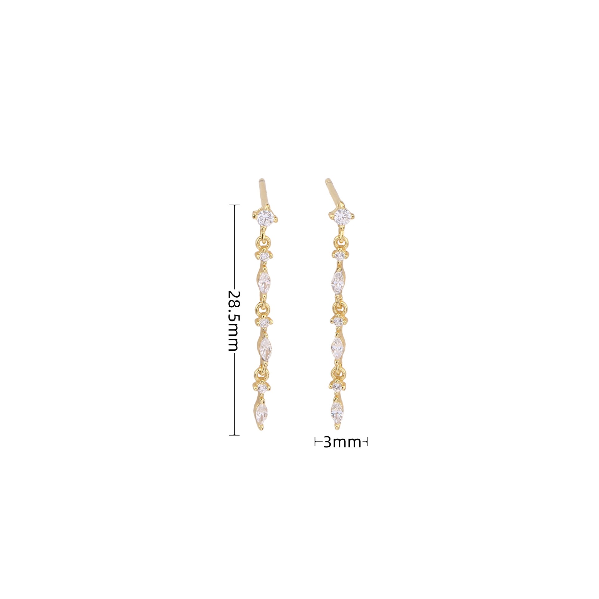8g Weight 0.03µm Gold Plating Thickness Electroplating Gold Plating Process 925 Sterling Silver Ear Needle Material 1 Pair 925 Sterling Silver Zircon Tassel Drop Earrings