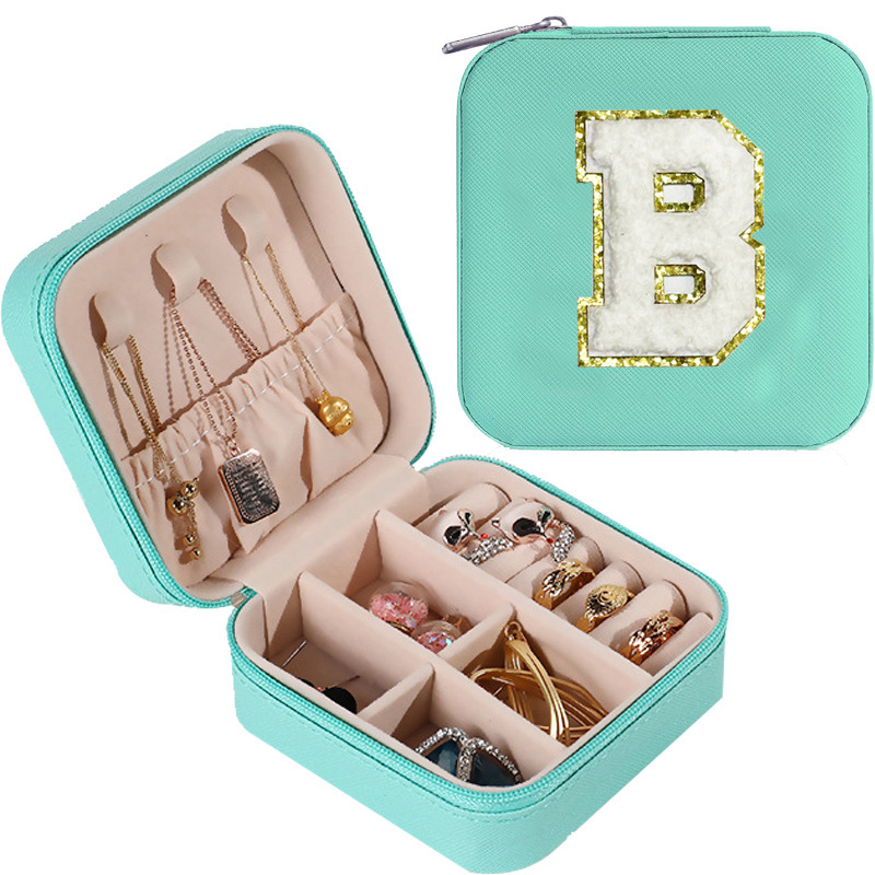 Cross-border de cuero Stud pendientes de gran capacidad de la joyería de la caja de la joyería del anillo caja de almacenamiento portátil