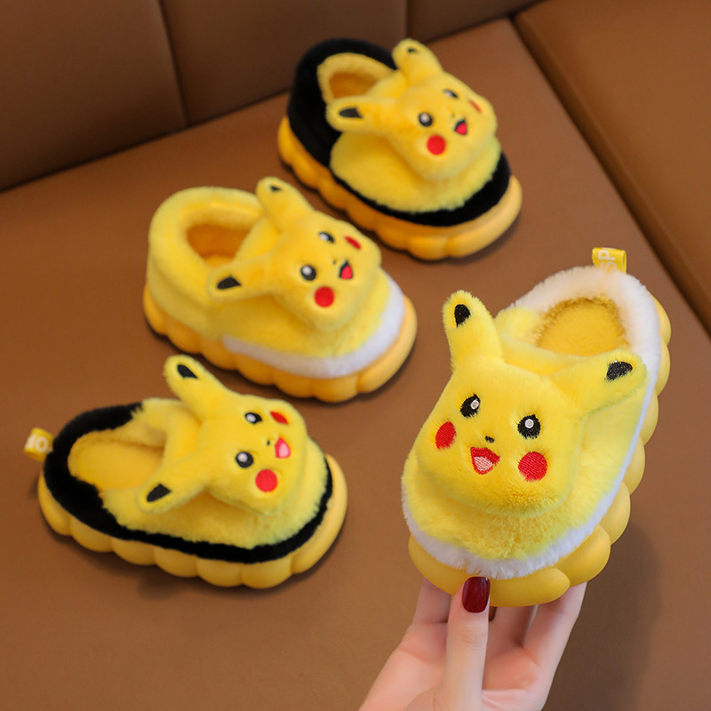 Winter Kidsren's Cotton Slippers Girls Home Cute Cartoon Warm Non-Slip Indoor and Outdoor Baby Cotton Shoes Family Shoes Winter