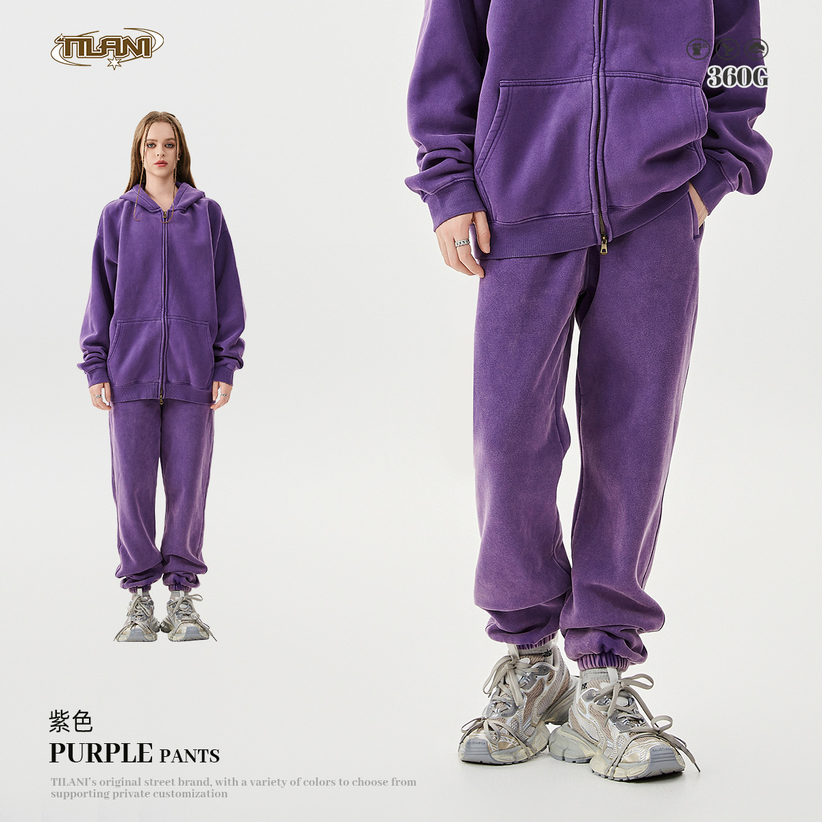 TILANI suéter de los hombres pantalones de chándal traje transfronterizo marca de moda con capucha Otoño e Invierno de lana forrada engrosada conjunto de dos piezas de los hombres