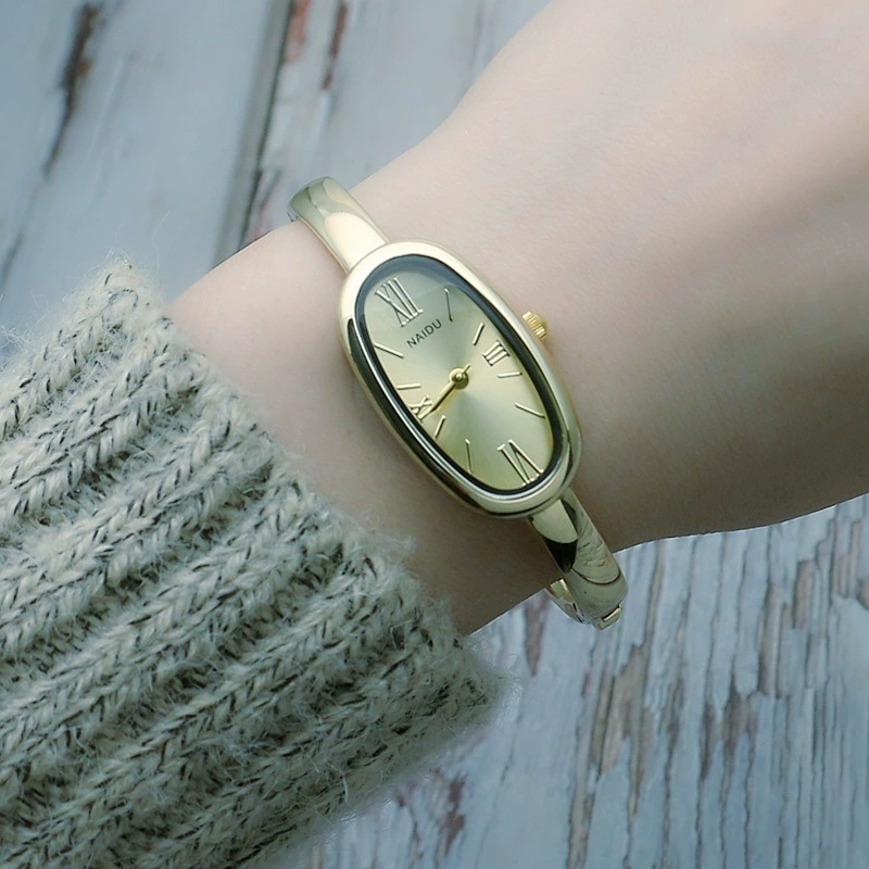 Браслет, золотые круглые кварцевые часы для студентов, fashionable dial, золотые часы