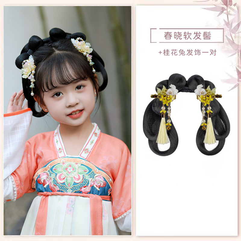 봄 새싹 부드러운 롤빵 + 계수나무 토끼 헤어 액세서리 한 쌍