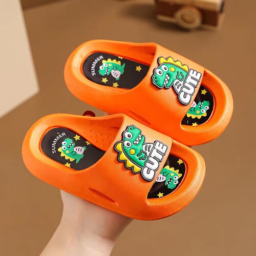  new children's slippers for men and women 3-12 years old, large and medium-sized children, non-slip baby cartoon dinosaur soft bottom summer slippers