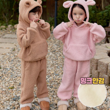 2025冬季新款韩版儿童加厚羊羔绒连帽卫衣套装男女童保暖两件套