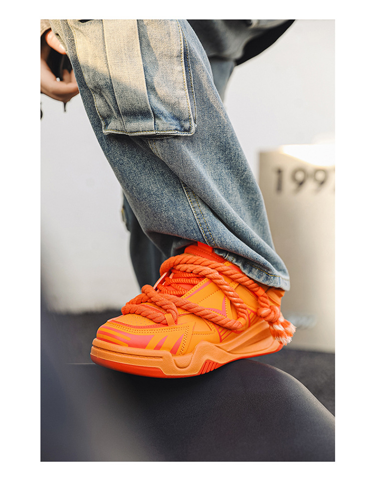 Novos sapatos esportivos masculinos de outono de 2024, sola grossa e antiderrapante, versão coreana, moda moderna, design de nicho, sapatos de pão_voghion.com