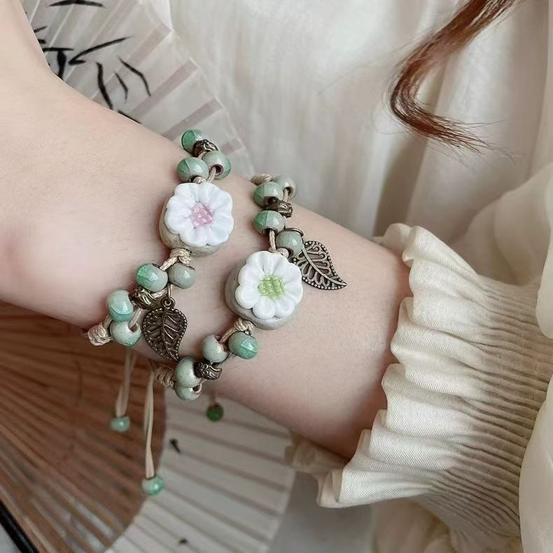 New Chinese-Style Ceramic Ethnic Sunflower Bracelet for Women, National Style Summer New Beaded Jewelry for General Sale New Chinese-Style Ceramic Ethnic Sunflower Bracelet for Women, National Style Summer New Beaded Jewelry for General Sale