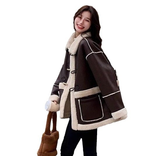 빈티지 MAILLARD SUEDE FUR ONE LAMBSWOOL COAT 여성의 겨울 새 기모 두꺼운 모피 코트