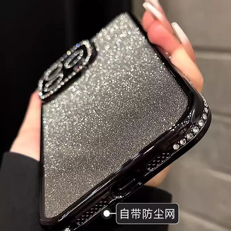 IPhone16メッキウォータードリル化粧鏡スタンド磁気吸引携帯ケースリンゴ15PRO転倒防止ソフトカバーi14を適用|undefined