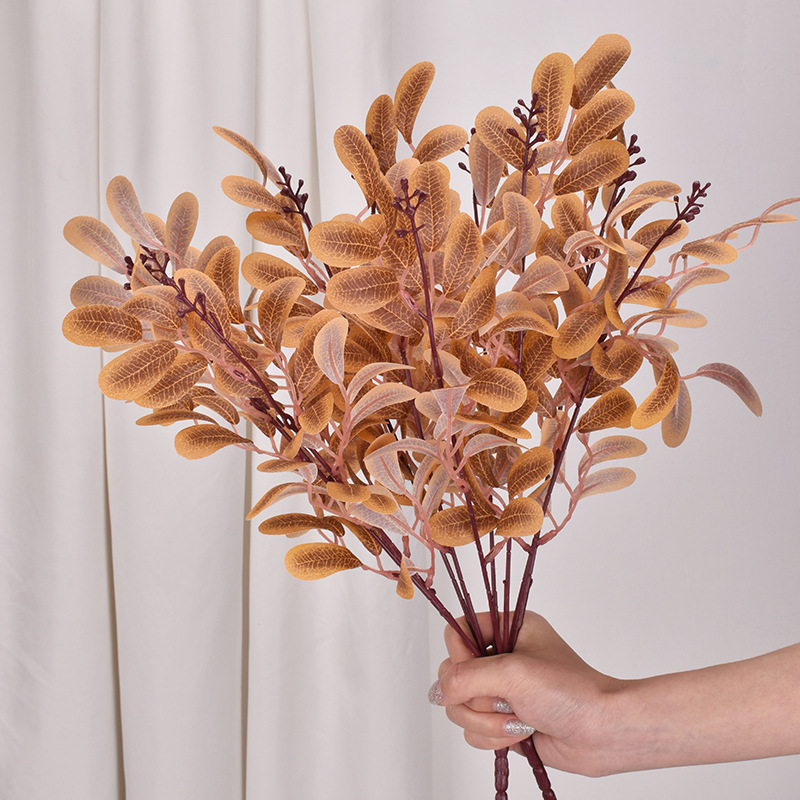 5-pronged bundle of jujube leaves, simulated flowers for wedding ceremony, aisle decorations, home decoration, flower materials, leaf peanuts, artificial flowers