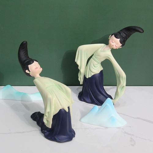 New Chinese style green lady light luxury art TV cabinet desktop national trend ornaments living room wine cabinet home decorations