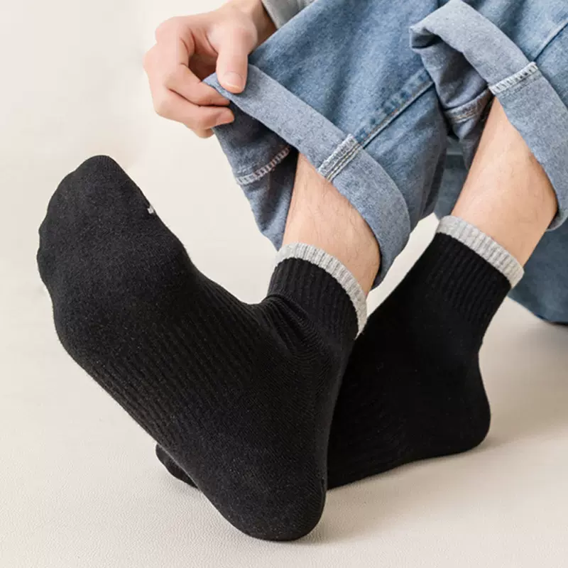 四季款男士中筒棉袜吸汗透气舒适运动袜跑步跳绳户外训练袜子批发