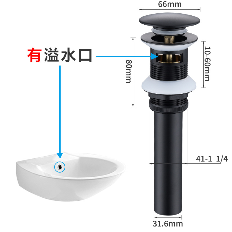Tipo A con tubería de desvío de configuración de puerto de desbordamiento (negro)