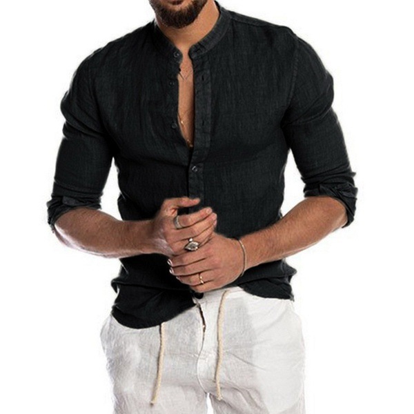 Sommer-Leinen-Kurzarm-T-Shirt für Herren, Oberteil aus Oose-Baumwolle und Leinen im chinesischen Stil für Herren_voghion.com
