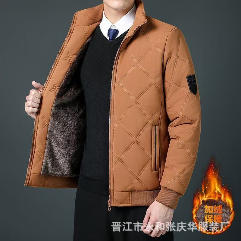 Chaqueta casual de algodón para hombre, modelo 2025, cuello alto, con forro polar y algodón grueso, fabricante de ropa, venta al por mayor, dropshipping