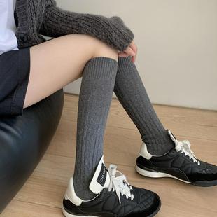 Coarse Cotton Thread Double Needle Stockings Children's Autumn and Winter Lower Leg Stockings Japanese JK Cotton Mid-length Stockings Milk White Knee-length Stockings