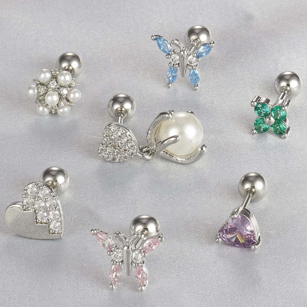4g Weight straight barbell Piercing needle type spike Piercing ball type Pearl, Zircon Inlay Material Ear Studs Classification Ear Cartilage Rings & Studs Piercing Type 1 Piece Quantity Daily Occasion 304 Stainless Steel, Copper Material Heart Shape, Butterfly Pattern Women's Gender Inlay Design Shiny, IG Style Style 1 Piece Ear Cartilage Rings & Studs IG Style Shiny Heart Shape Butterfly 304 Stainless Steel Copper Inlay Pearl Zircon Ear Cartilage Rings & Studs 2