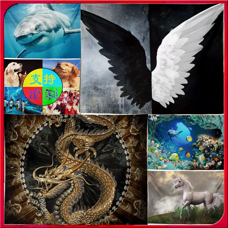 Трансграничная горячая Распродажа Единорог Тигр Слон Дракон Печатный гобелен может использоваться в качестве фона изображения клиента настенный гобелен подвесная ткань