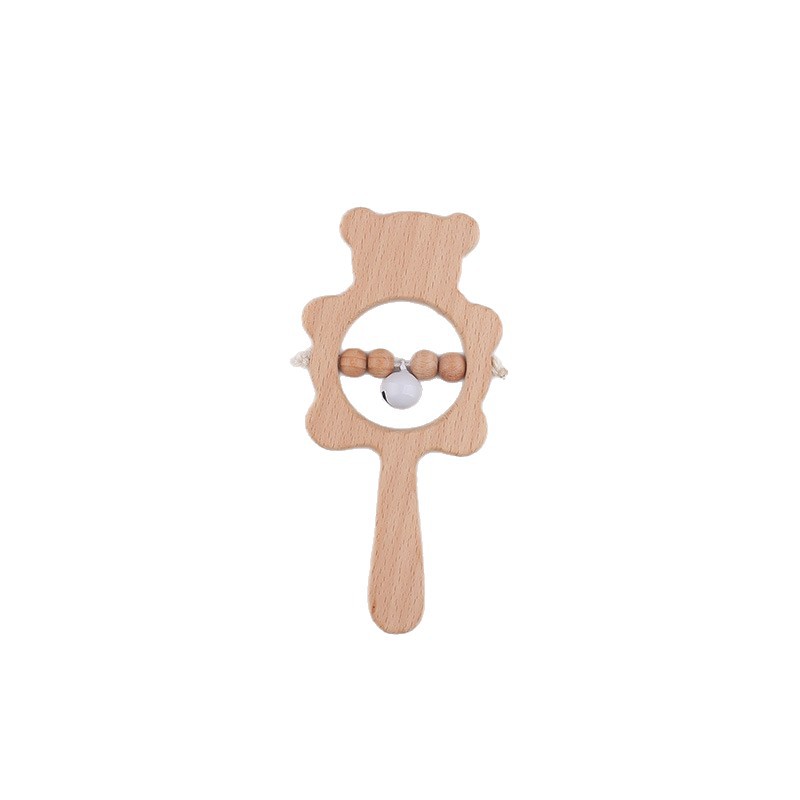 Bebé recién nacido beech animal oso campana calmar goma de plástico infantil puzzle manual agarrar juguete campana