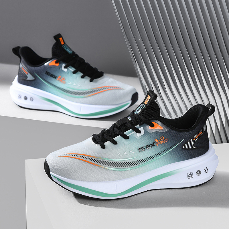 Large Size Breathable Shock-Absorbing Racing Running Shoes Casual Non-Slip Sports Shoes Carbon Plate Sports Outdoor Running Shoes for Men and Teenagers