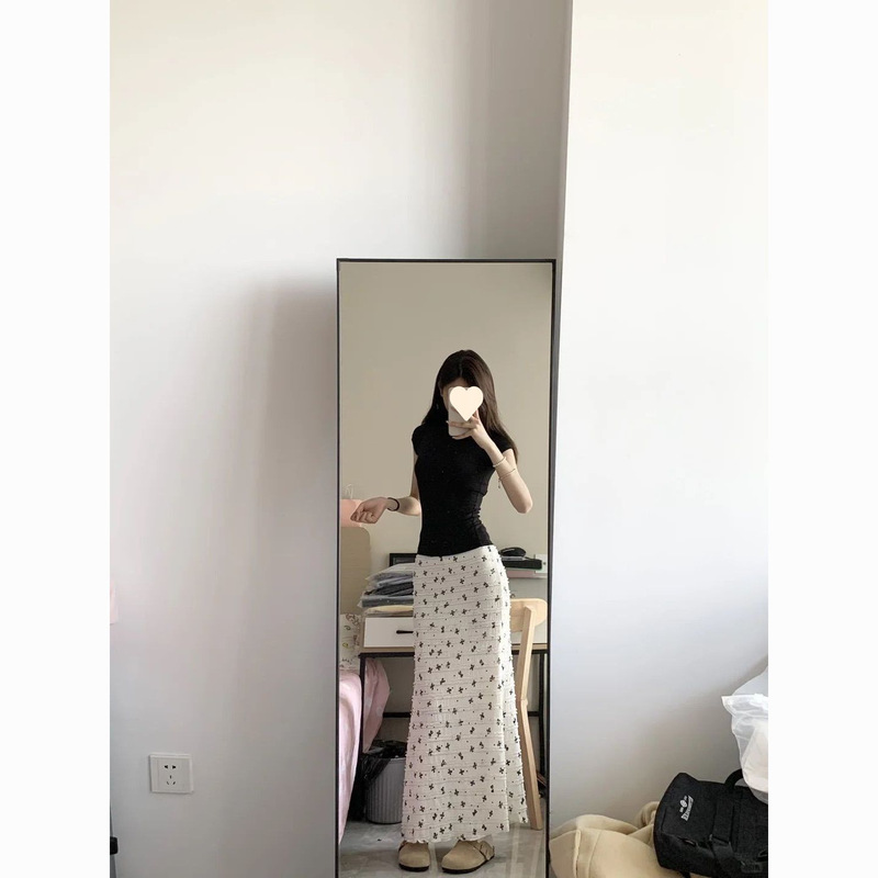 套装女春夏新款韩系辣妹短袖恤上衣高腰显瘦碎花鱼尾半身裙|undefined