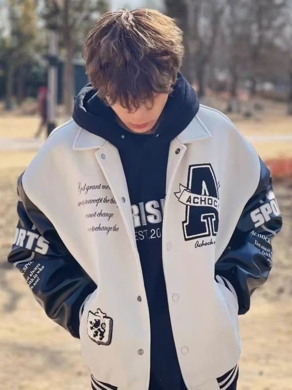 Spring and Autumn New American Retro Embroidered Baseball Jacket for Men and Women, Versatile Casual Jacket for Couples