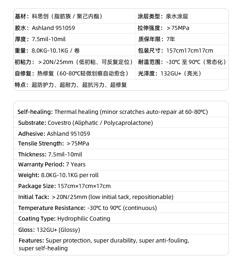 TPU invisible car film is self-repairing, scratch-resistant, anti-smudge, and resistant to yellowing, providing protection for car paint surfaces