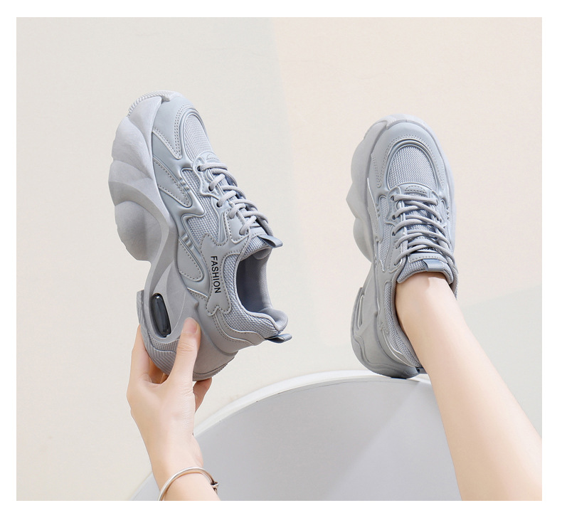 Ins coréen Net coupe basse papa chaussures femmes 2024 automne nouveau respirant étudiant sport hauteur augmenter loisirs YB2808_voghion.com